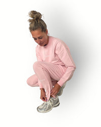 Women fleece pant with zipper pink