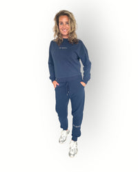 Dames joggingbroek met rits donkerblauw