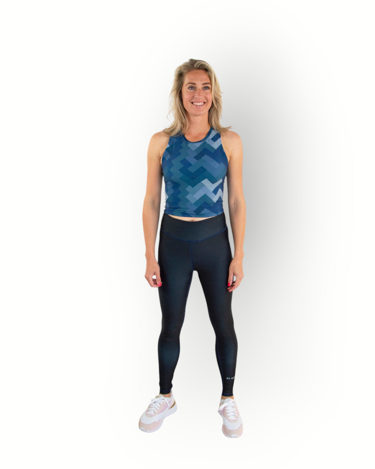 Women reversible sport legging multi blue/navy