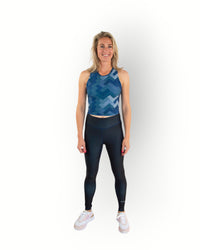Women reversible sport legging multi blue/navy
