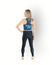 Women reversible sport legging multi blue/navy