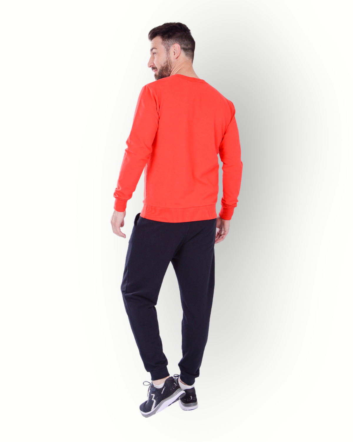 Men long sleeve crew neck top red