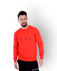 Men long sleeve crew neck top red