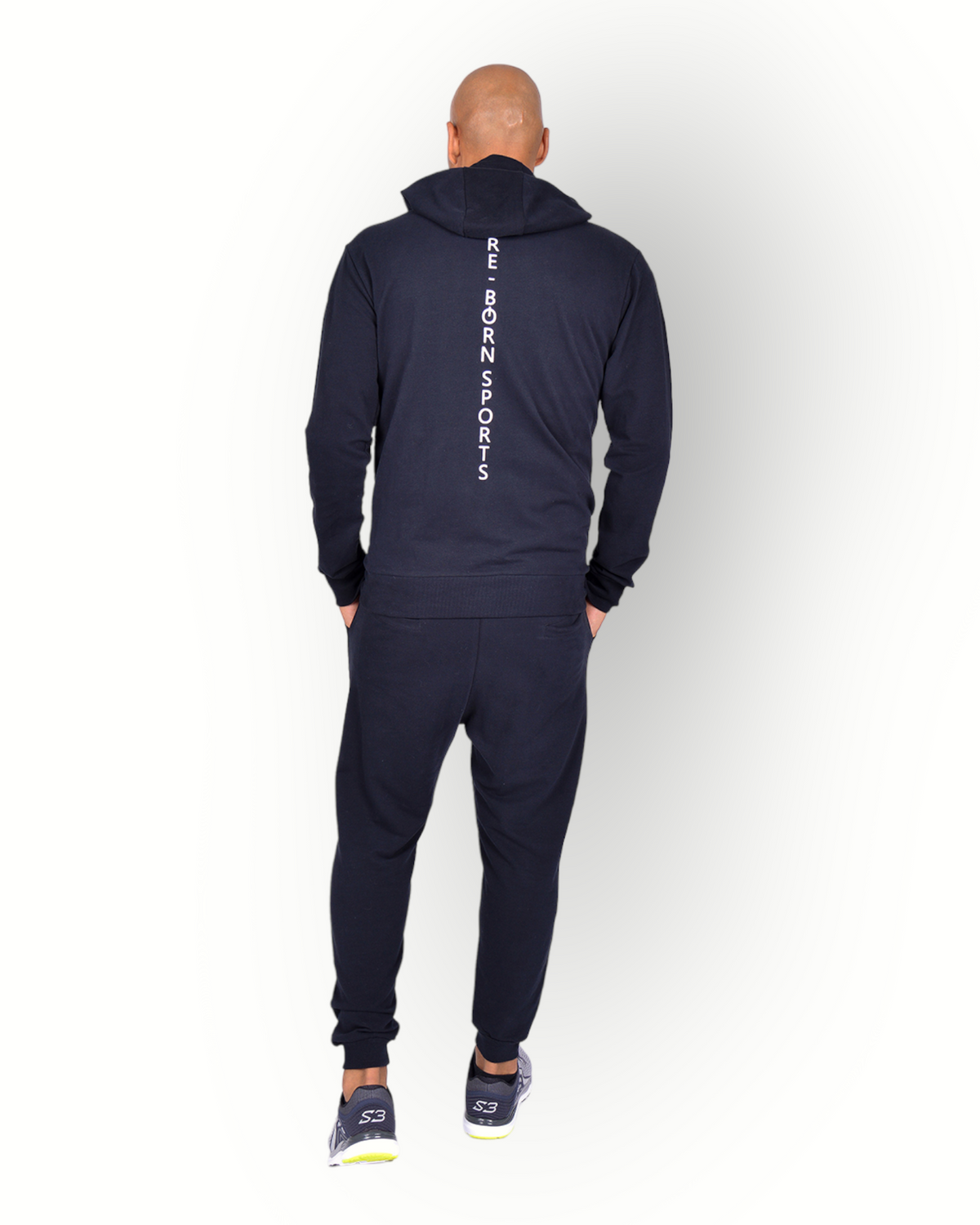 Men long sleeve full zip hooded top black