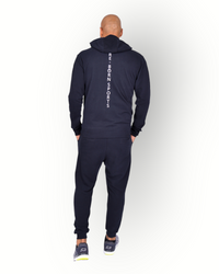 Men long sleeve full zip hooded top black