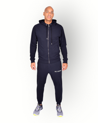 Men long sleeve full zip hooded top black