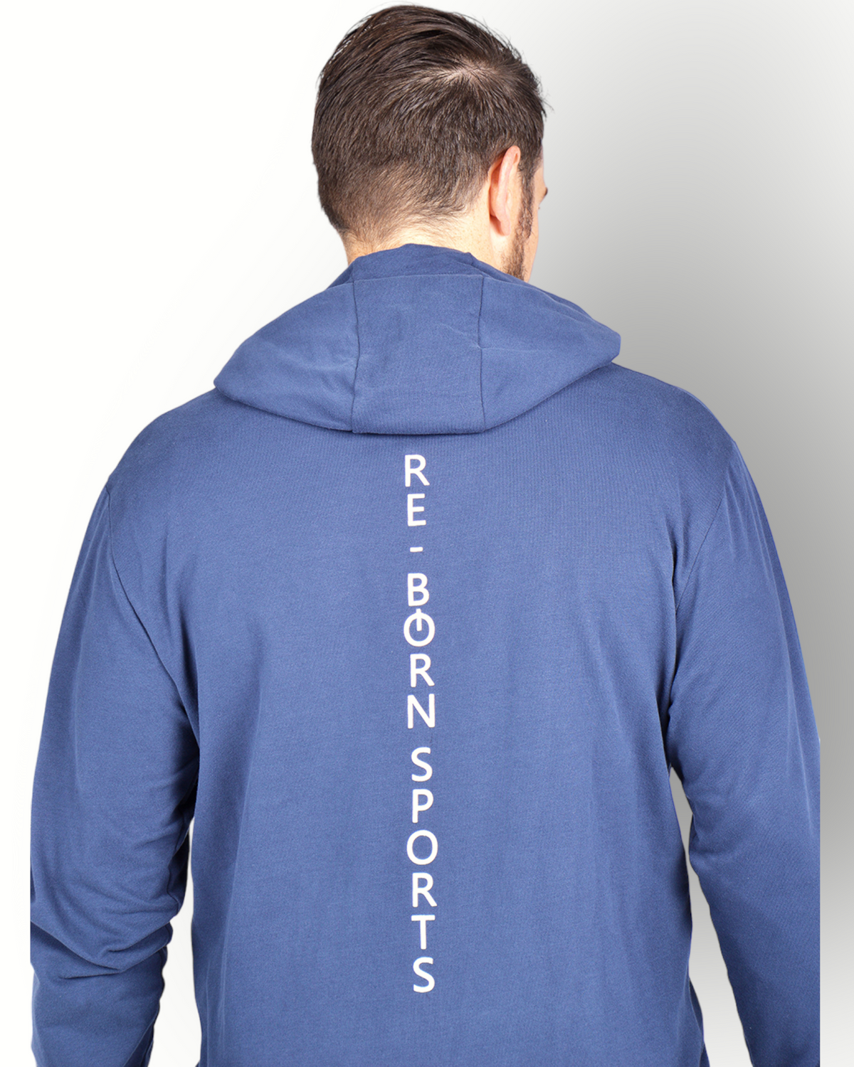 Men long sleeve full zip hooded top navy