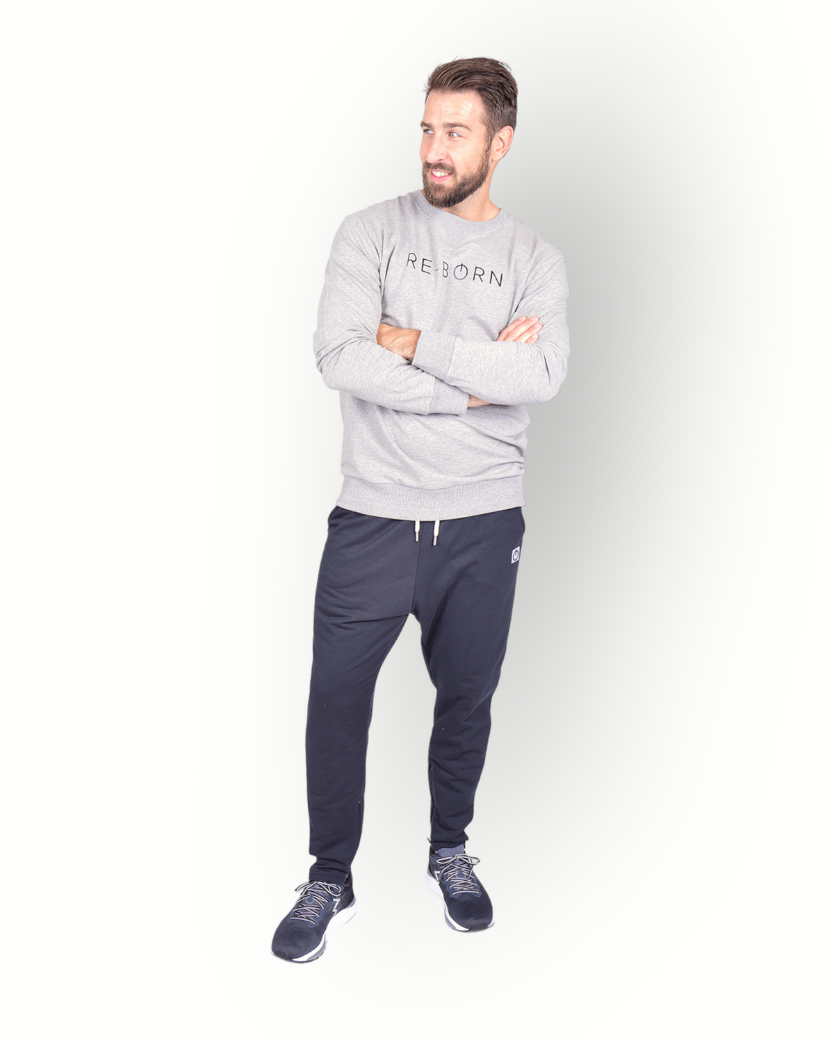 Men poly side panel pant black/white