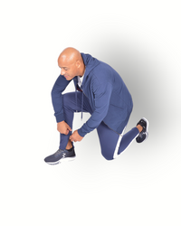 Men poly side panel pant navy/white