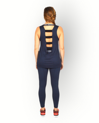 Women elasticated back tank top navy