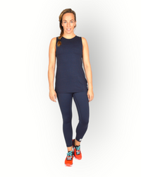 Women elasticated back tank top navy