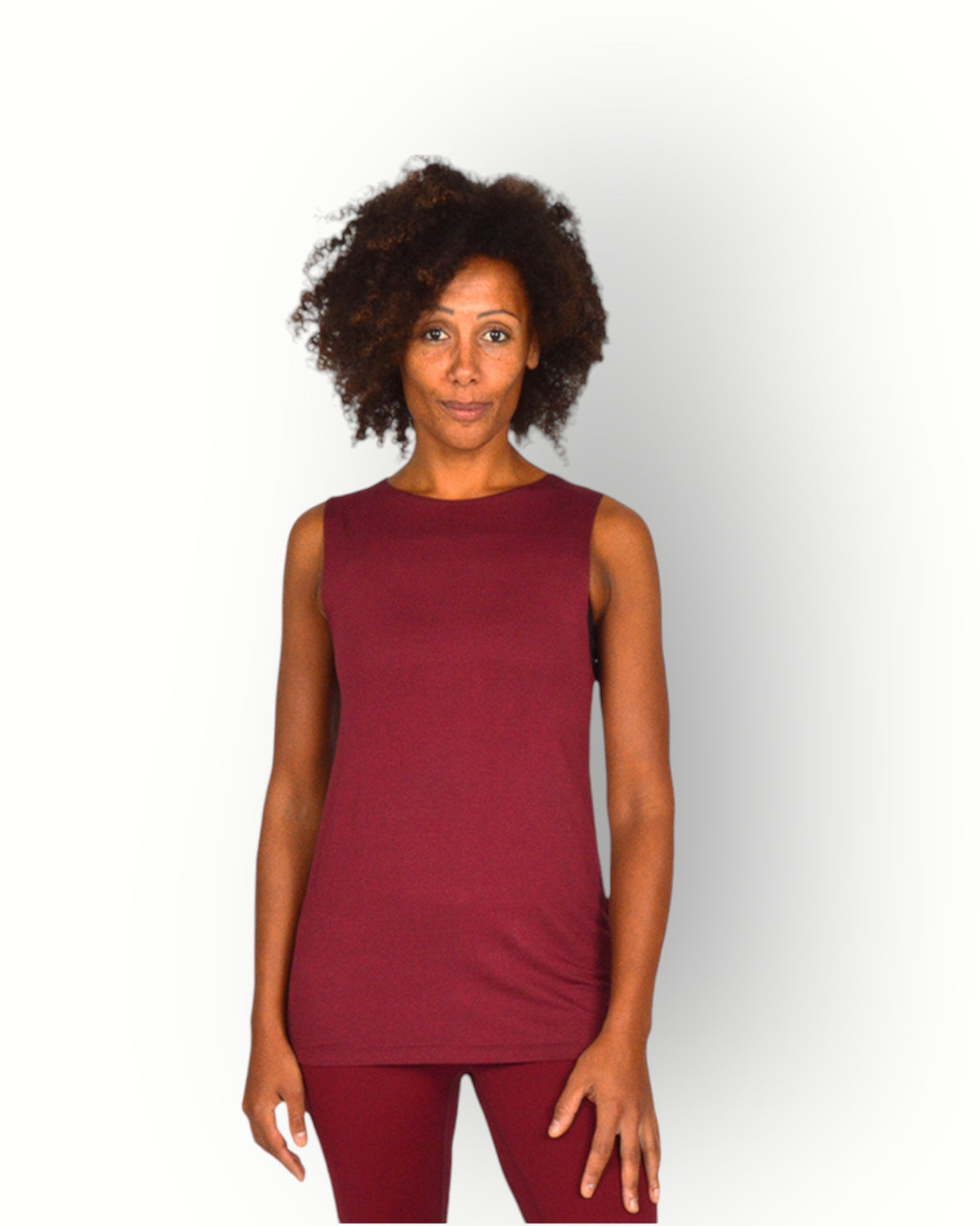 Women elasticated back tank top burgundy