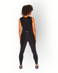 Women sleeveless wide wrap top black