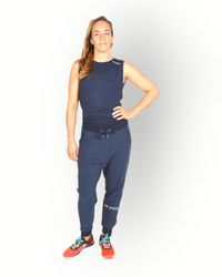Women sleeveless wide wrap top navy
