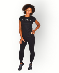 Women mesh logo short sleeve sport top black