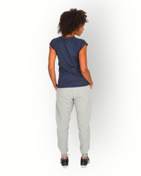 Women capped sleeve v neck sport top navy