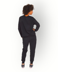 Women long sleeve crew top black