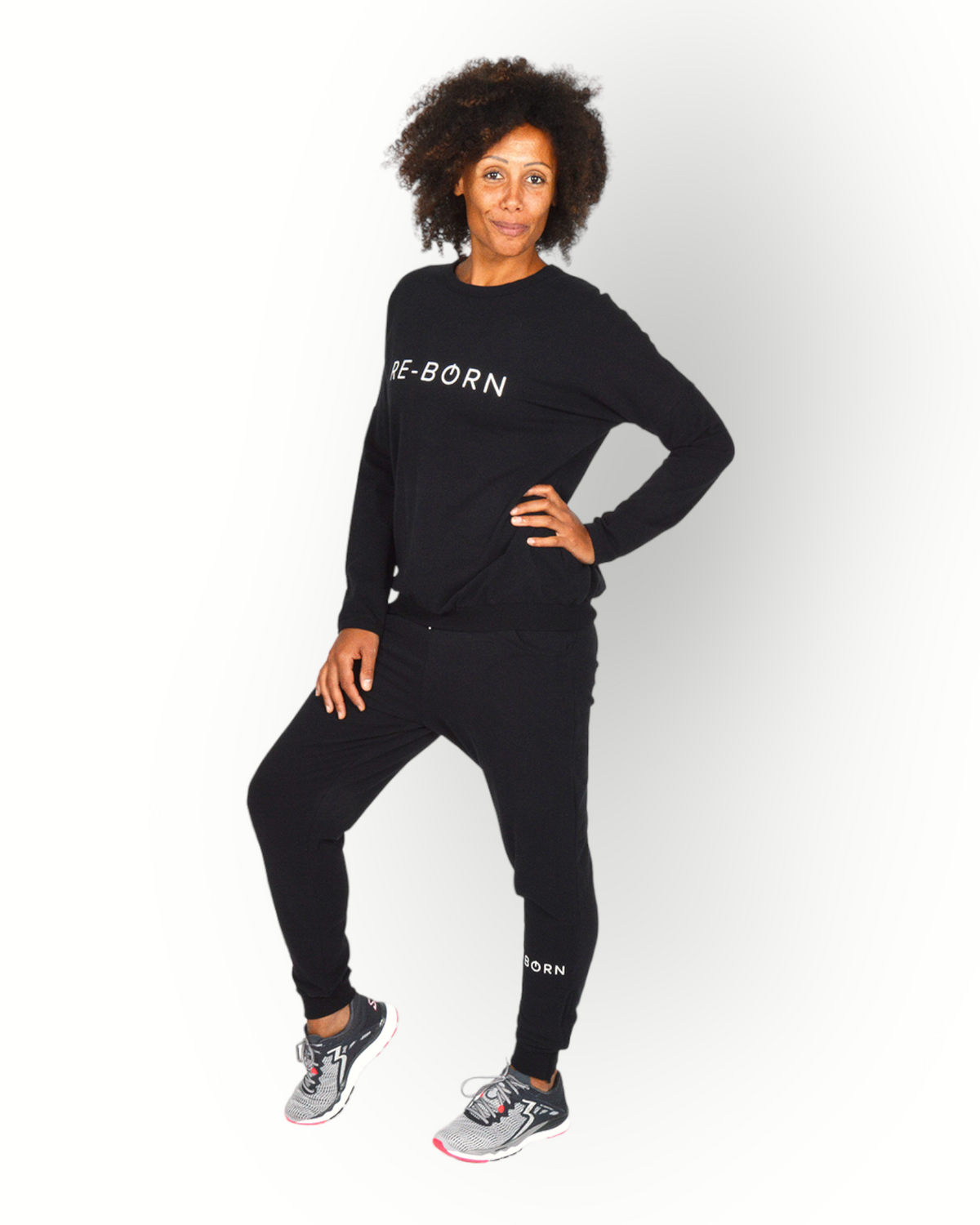 Women long sleeve crew top black