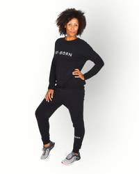 Women long sleeve crew top black