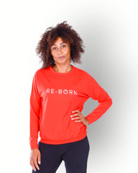 Women long sleeve crew top red