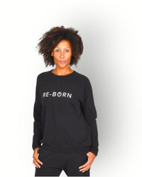 Women long sleeve crew top black