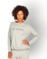 Women long sleeve crew top grey