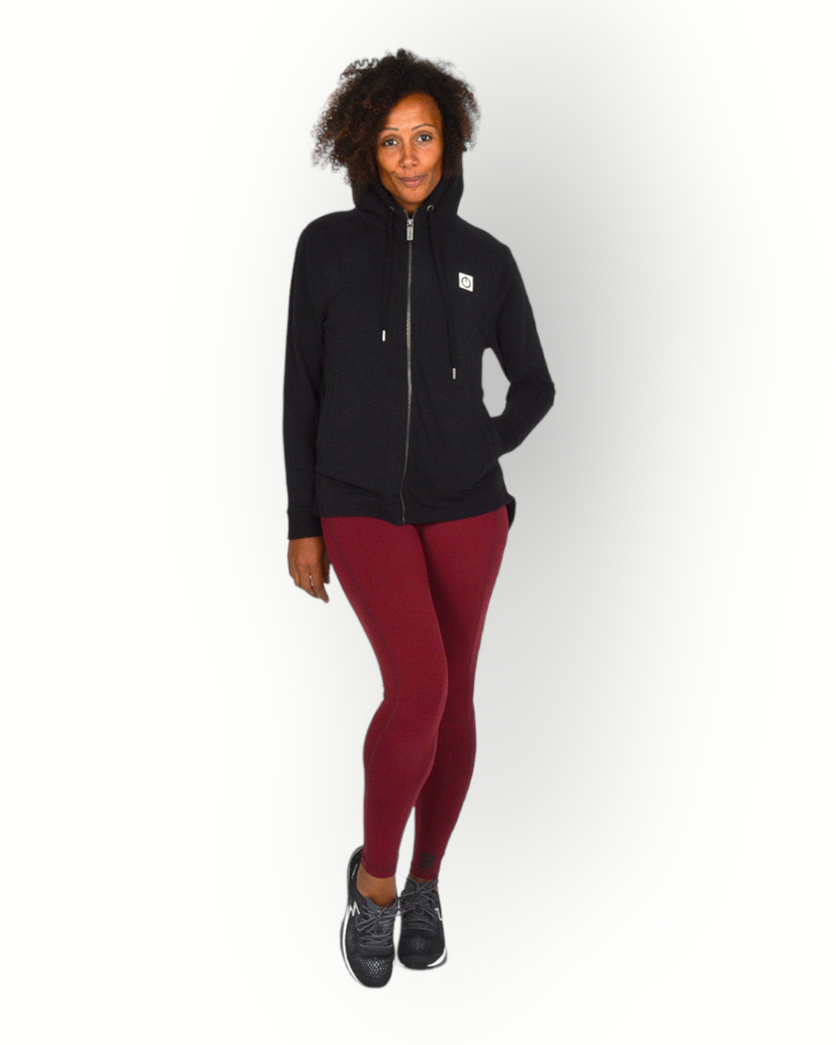 Women long sleeve full zip hoody black