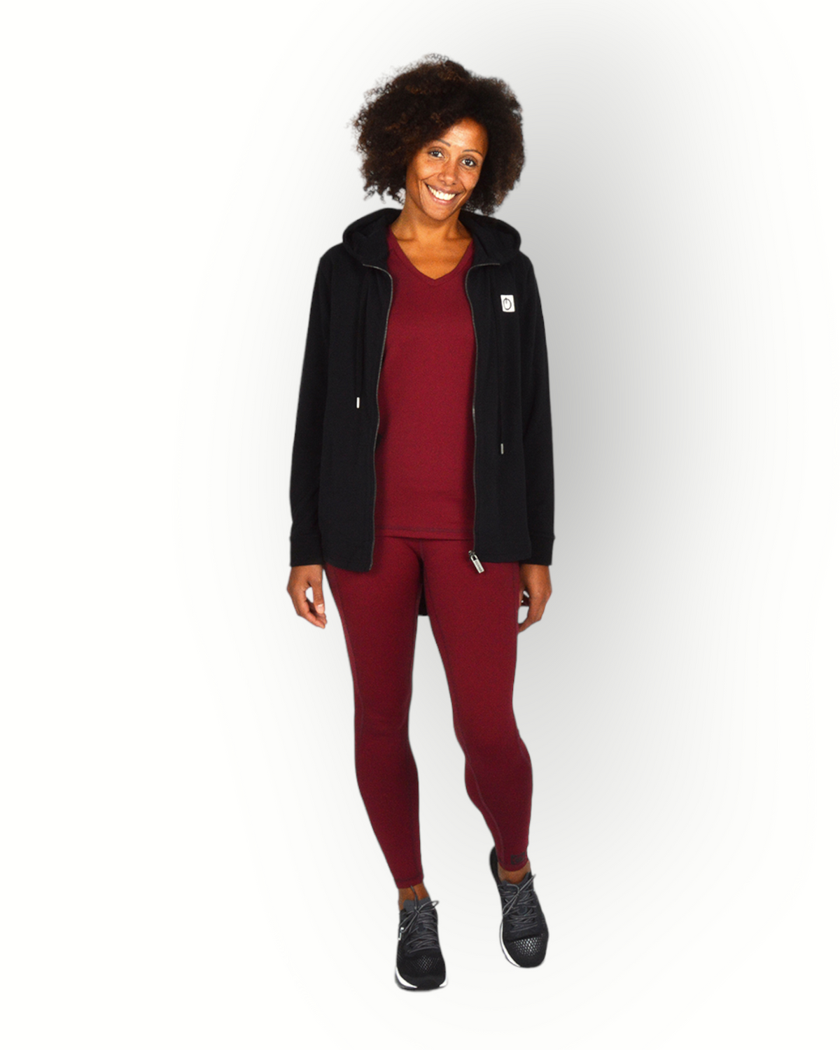 Women long sleeve full zip hoody black