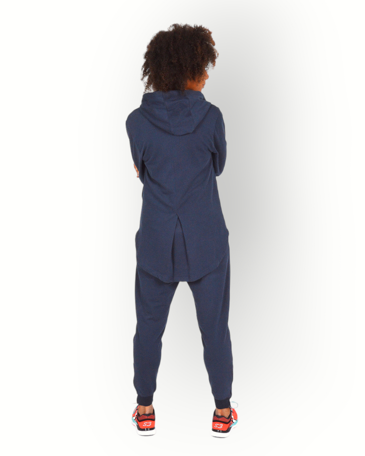 Women long sleeve full zip hoody navy