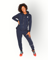 Women long sleeve full zip hoody navy
