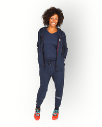 Women long sleeve full zip hoody navy