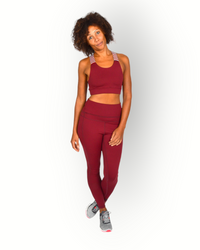 Women long sport tight burgundy