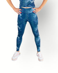 Women reversible sport legging multi blue/navy