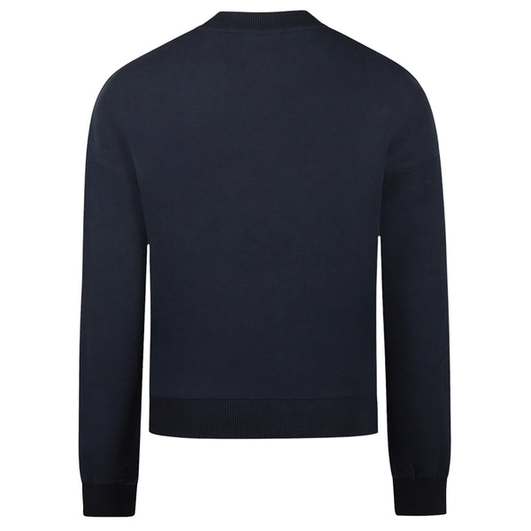 Women long sleeve crew top with rib detail navy