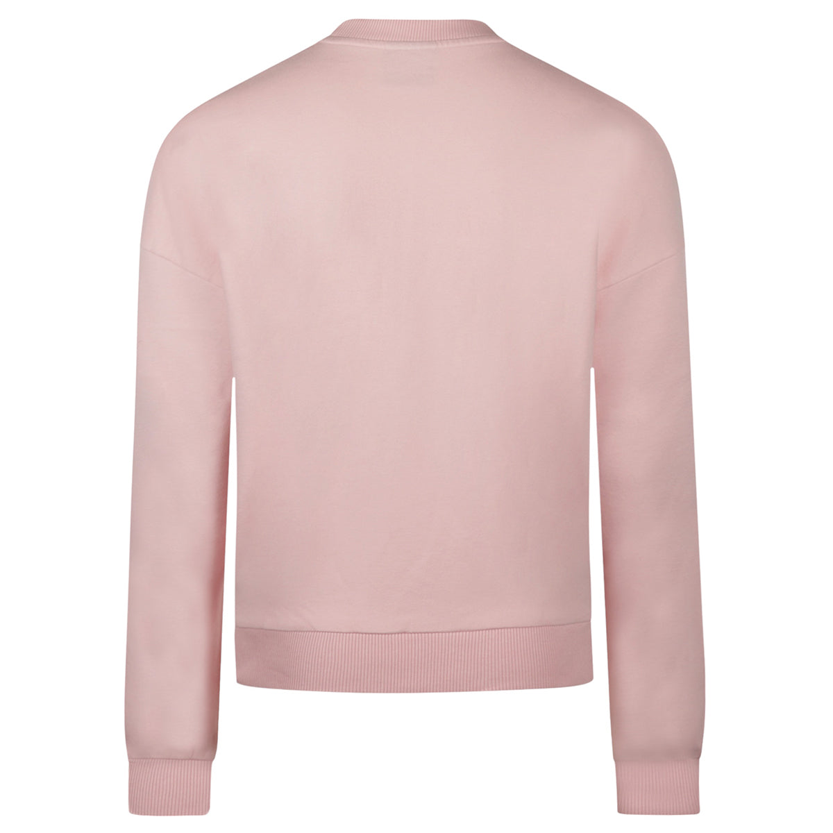 Women long sleeve crew top with rib detail pink