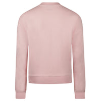 Women long sleeve crew top with rib detail pink