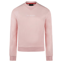 Women long sleeve crew top with rib detail pink