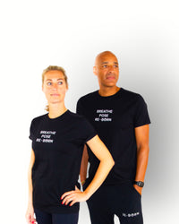 Unisex slogan "breathe" t-shirt korte mouw zwart