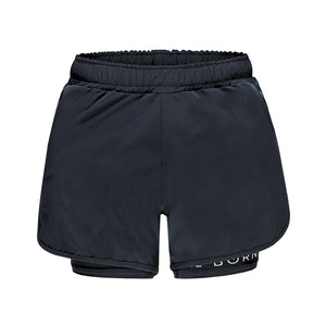 Re-Born Sports Dames korte broek 2-laags stretch donkerblauw voorkant O-1831-1