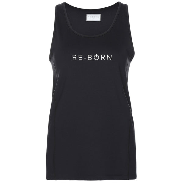 Re-Born Sports Dames sport tanktop hemdje zwart voorkant O-1911-1