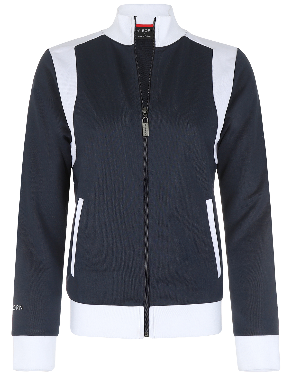 Re-Born Sports Dames trainingsjack donkerblauw/wit voorkant O-2017-1