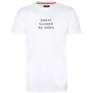 Re-Born-sports-unisex-t-shirt-wit-korte-mouw-slogan-sweat-voorkant-U-1912-2