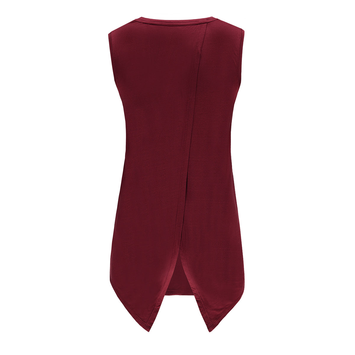 Re-Born Sports Dames top mouwloos los en geknoopt burgundy rood achterkant O=1811=2