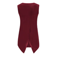 Re-Born Sports Dames top mouwloos los en geknoopt burgundy rood achterkant O=1811=2
