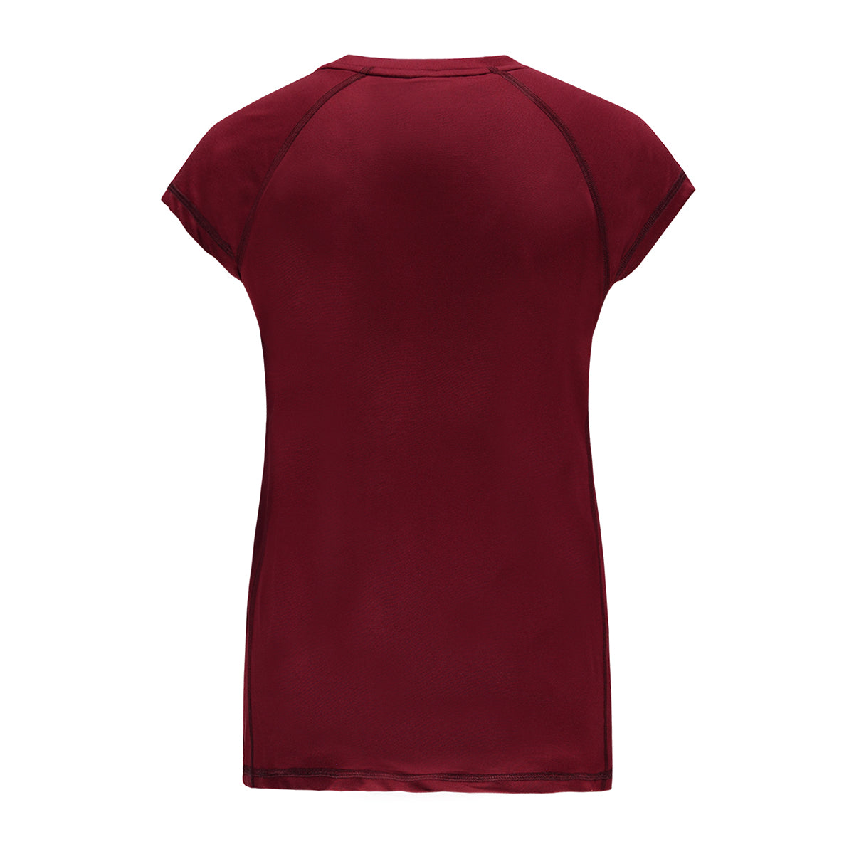 Re-Born Sport Dames v nek top korte mouw burgundy rood achterkant O-1812-2