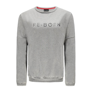 Re-Born Sports Dames ronde hals logo trui grijs voorkant O-1814-1