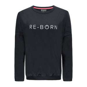 Re-Born Sports Dames ronde hals logo trui zwart voorkant O-1814-1