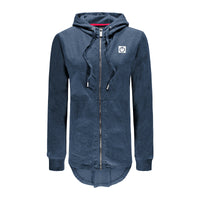 Re-Born Sports Dames capuchon trui met rits donkerblauw voorkant O-1816-1
