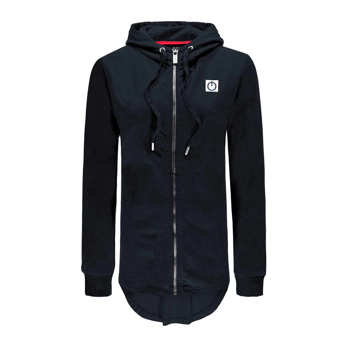 Re-Born Sports Dames capuchon trui met rits zwart voorkant O-1816-1