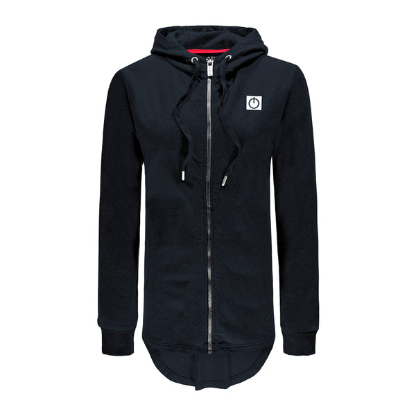 Re-Born Sports Dames capuchon trui met rits zwart voorkant O-1816-1